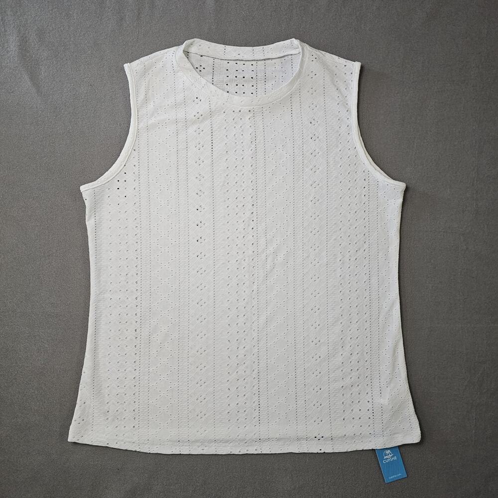 CUPSHE Womens Eyelet Tank Top White Womens Large NWT